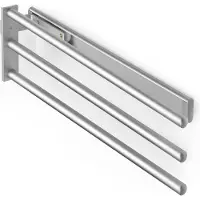 Emuca Porte-serviettes extensibles, 3 bras, Anodisé mat, Aluminium, 1 u