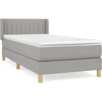 vidaXL Lit boxspring avec matelas gris clair 90x190 cm Tissu