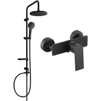 Mexen Ensemble de douche extérieur Erik avec pomme haute et robinet thermostatique Alexa, noir - 71240205-70