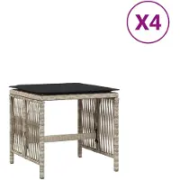 vidaXL Tabourets de jardin et coussins lot de 4 gris clair 41x41x36 cm