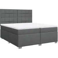vidaXL Lit boxspring avec matelas gris foncé 200x200 cm Tissu