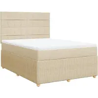 vidaXL Lit boxspring avec matelas Crème 140x200 cm Tissu