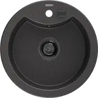Mexen Evier en granit Diego 1 488 x 480 mm, noir moucheté, + siphon noir (6512481000-76-B)