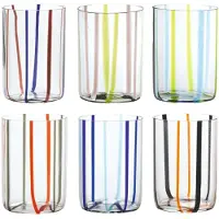 Zafferano Assortiment de verre Tirache en verre borosilicate bicolore Vert-améthyste coffret de 6 pièces