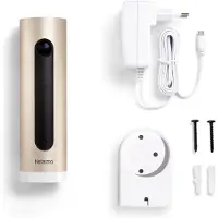 Netatmo Caméra intérieure intelligente avec fixation murale, WIFI, détection de mouvement, vision nocturne, FHD 1080p, carte MicroSD, sans abonnement, Alexa/Google/Apple, NSC-AMZ