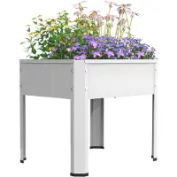 VCM Jardinière surélevée en métal 50 x 40 x 45 cm, bac à fleurs sur pied pour balcon, terrasse ou jardin, jardinière sur pieds, Balora M