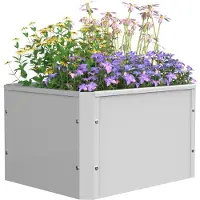 VCM Jardinière surélevée en métal 50 x 40 x 30 cm, bac à fleurs rectangulaire pour balcon, terrasse ou jardin, jardinière avec fond, Balora M