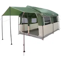 vidaXL Tente familiale pour 4 personnes, verte et blanche, 324 x 255 x 230 cm