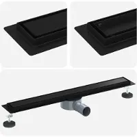 vidaXL Évacuation de douche 2-en-1 avec siphon à 360° Noir 70 cm