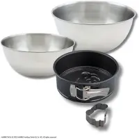 Zenker Set pâtisserie avec mini moule à manqué 18 cm à charnière et emporte-pièce motif ourson, 2 bols à mixer et spatule