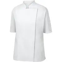 Metro Professional Veste de chef pour femme à manches courtes – Blanche – Taille L – Veste de cuisine professionnelle pour chefs et traiteurs