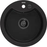 Mexen Diego évier 1 bac en granit 488 x 480 mm, noir, siphon noir (6512481000-77-B)
