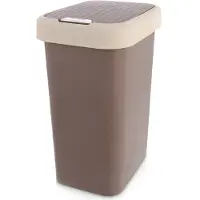 Orion Poubelle marron 25 L avec couvercle rabattable en plastique