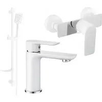 Mexen Alfa DF62 Ensemble de mitigeurs de lavabo et de douche avec accessoires, blanc/chrome (745704DF62-02)