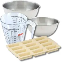 Zenker Set pâtisserie avec moule pour 12 barres de céréales, 2 bols à mixer, verre mesureur et spatule