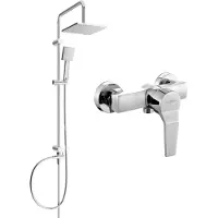 Mexen Ensemble de douche extérieur Tord avec pommeau et mitigeur Caro, chromé - 746640200-00