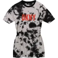 DKNY Short Sleeve Dress Noir,Gris 14 Years Fille