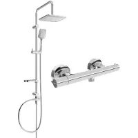 Mexen Ensemble de douche apparent Sven avec pomme de douche et mitigeur thermostatique Slim, chrome - 77105262-00