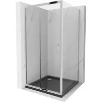 Mexen Apia Cabine de douche pliante 100 x 100 cm, transparente, chromée + receveur de douche plat, noir - 840-100-100-01-00-4070