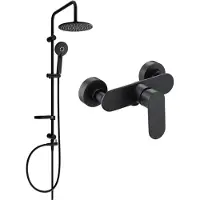Mexen Carl ensemble de douche à montage mural avec pomme de douche et robinetterie Milo, noir - 71340240-70
