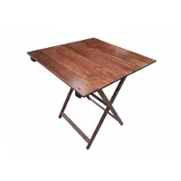 Wellhome Folding Beech Nightstand Table Walnut Finish 70x50x76 Cm Marron