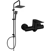 Mexen Ensemble de douche à montage mural Tord avec douche de tête et robinet de douche Pecos, noir - 72740200-70