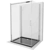 Mexen Omega cabine de douche en trois parties, extractible 100 x 90 cm, transparent, chromé + receveur de douche Flat - 825-100-0
