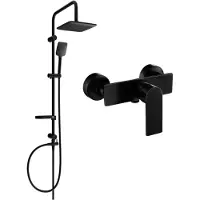 Mexen Ensemble de douche extérieur Sven avec pommeau de douche et robinet Alfa, noir - 745740262-70