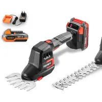 FUXTEC Cisaille à gazon FX-E1HHS20-SET | Cisaille à buissons sans fil 20 V | Autonomie de 80 min | Cisaille à haies manuelle 2 en 1 | Lame de 20 cm | Lame pour bordures de pelouse de 10 cm