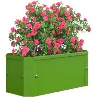 VCM Jardinière surélevée en métal 39 x 18 x 16 cm, bac à fleurs rectangulaire pour balcon, terrasse ou jardin, jardinière avec fond, Balora S