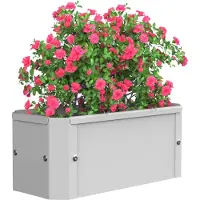VCM Jardinière surélevée en métal 39 x 18 x 16 cm, bac à fleurs rectangulaire pour balcon, terrasse ou jardin, jardinière avec fond, Balora S
