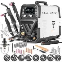 Stahlwerk Poste de soudage sous protection gazeuse 6 en 1 combiné CTM-250 Puls Pro - TIG, MIG/MAG, MMA (E-Hand) & FLUX jusqu'à 200 A, coupage plasma (CUT) jusqu'à 45 A