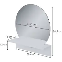 Vicco Miroir mural Elyra Blanc 50x54.5cm avec tablette, Model 58386