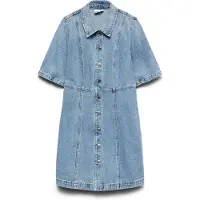Vero Moda Daisy 2/4 Denim Short Sleeve Short Dress Bleu M Femme