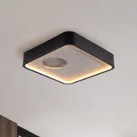 LumenXL Plafonnier Cercal avec LED dimmable à 3 étapes et effet pierre noir et gris – 30 × 30 cm