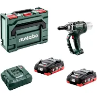 Metabo Riveteuse NP 18 LTX BL 5.0 2 Batt. LiHD 4,0 Ah + Charg. ASC 55 + coffret MetaBox - 619002800