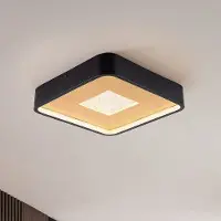 LumenXL Plafonnier Cercal 30 × 30 cm noir avec effet feuille d'or – dimmable à 3 étapes