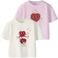 Name it T-Shirt 'NMFBswet' jaune clair / rose / rouge carmin / blanc