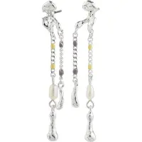 Pilgrim Boucles d'oreilles 'Reggie' jaune / argent / blanc perle