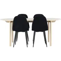 Ebuy24 Andy ensemble pour salle à manger table 90x180cm et 4 chaises teddy whitewash.