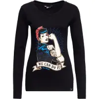 Queen Kerosin T-shirt manches longues Rockabilly de - We Can Do It - Longsleeve - XS - 4XL - pour Femme - noir - Taille 3XL