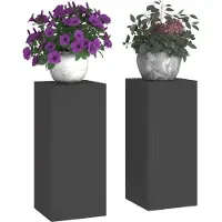 vidaXL Support de Plante 2 pcs Noir 24 x 24 x 55 cm Acier