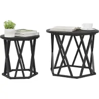 vidaXL Table d'appoint, lot de 2, noir, aspect chêne