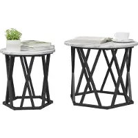 vidaXL Table d'appoint, lot de 2, gris Sonoma, bois d'ingénieur et acier