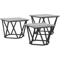 vidaXL Table basse, lot de 3, gris Sonoma, bois d'ingénieur et acier