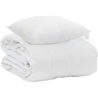vidaXL Couverture d'été avec coussins, 2 pièces, blanc, microfibre