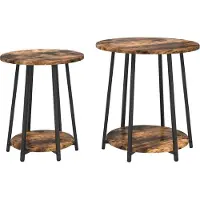 vidaXL Ensemble de tables d'appoint 2 pcs Chêne fumé et noir