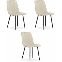 Leobert Fauteuil Valora TURIN en velours beige, lot de 3 - ensemble de 3 meubles d'assise beiges moelleux