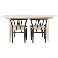 Ebuy24 Andy ensemble pour salle à manger table 90x180cm et 4 chaises avec accoudoirs empilables whitewash.
