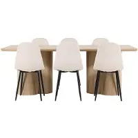 Ebuy24 Olivia ensemble pour salle à manger table 100x210cm et 6 chaises velours naturel.